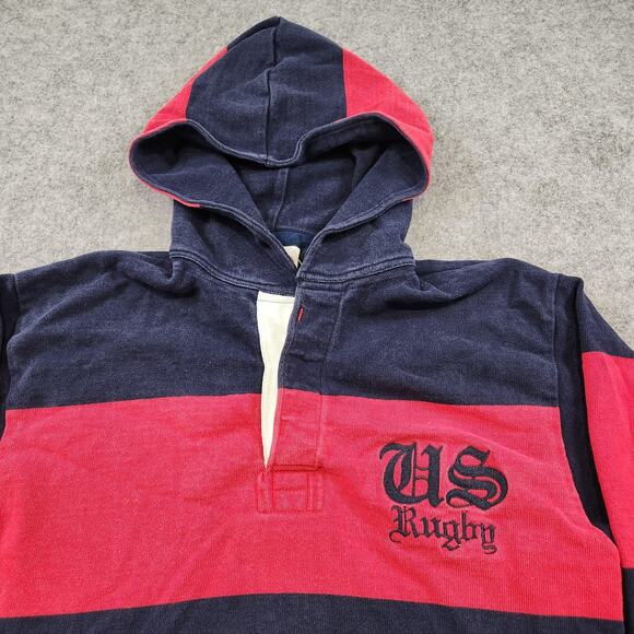 Vintage Halbro Rugby Pullover Hoodie Mens Small US Rugby Stripe Retro Sweatshirt - Picture 4 of 11